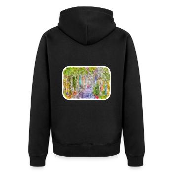 Athènes, grèce, aquarelle, croquis, illustration - Veste à capuche bio Premium Unisexe - noir - Dos - Nico (187cm)