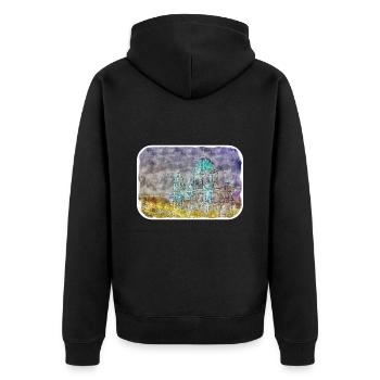 Berlin Allemagne Aquarelle Croquis Dessiné Peinture - Veste à capuche bio Premium Unisexe - noir - Dos - Nico (187cm)