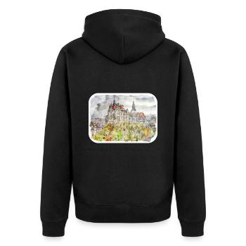 Deutschland Aquarell Skizze handgezeichnete Illustration - Unisex Premium Bio Zip Hoodie - Schwarz - Hinten - Nico (187cm)