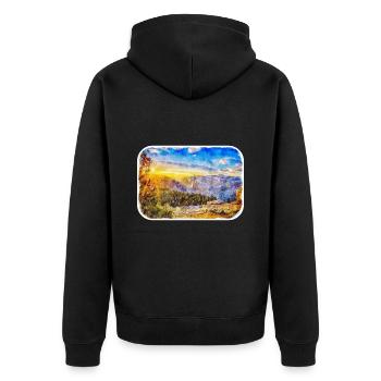 Australie croquis aquarelle peinture dessinée à la main - Veste à capuche bio Premium Unisexe - noir - Dos - Nico (187cm)