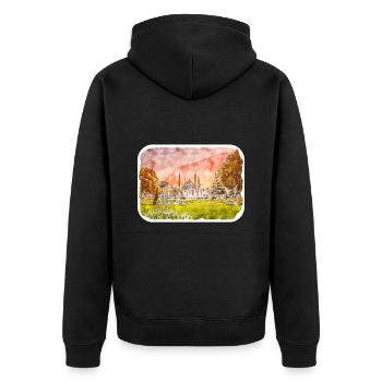 Croquis aquarelle de Turquie Illustration dessinée à la main - Veste à capuche bio Premium Unisexe - noir - Dos - Nico (187cm)