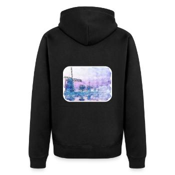 Pays-Bas Aquarelle Esquisse Dessinée Illustration - Veste à capuche bio Premium Unisexe - noir - Dos - Nico (187cm)