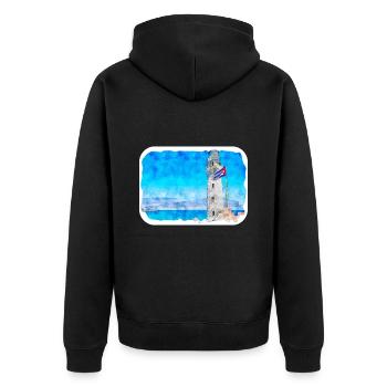 Habana Kuba Aquarell Skizze Gezeichnete Illustration - Unisex Premium Bio Zip Hoodie - Schwarz - Hinten - Nico (187cm)