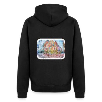 Dublin Irlande Royaume-Uni Aquarelle Sketch Illustration - Veste à capuche bio Premium Unisexe - noir - Dos - Nico (187cm)