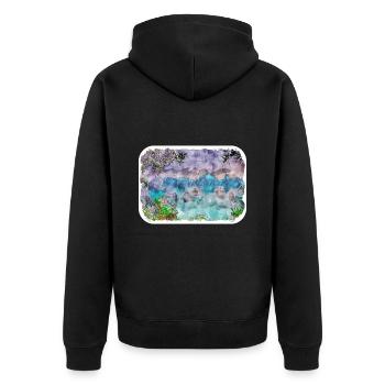 Vietnam-Wahrzeichen-Aquarell-Skizzen-Farben-Zeichnung - Unisex Premium Bio Zip Hoodie - Schwarz - Hinten - Nico (187cm)