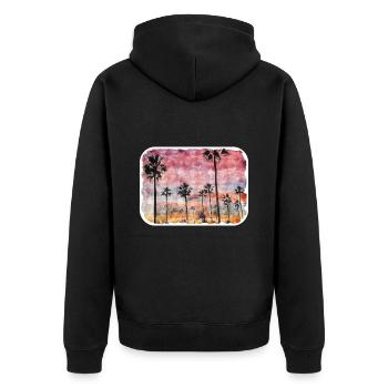 californie, usa, aquarelle, croquis, illustration - Veste à capuche bio Premium Unisexe - noir - Dos - Nico (187cm)