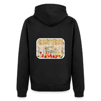 Indien Landmark Aquarell Skizze Farbe Illustratio - Unisex Premium Bio Zip Hoodie - Schwarz - Hinten - Nico (187cm)