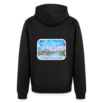 Illustration de croquis aquarelle Helsinki Finlande - Veste à capuche bio Premium Unisexe - noir - Dos - Nico (187cm)