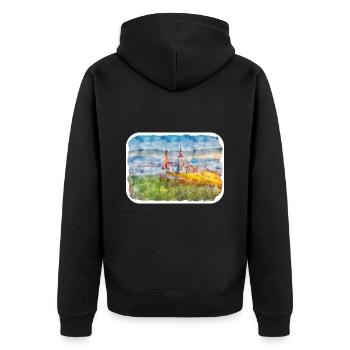 Illustration de l’esquisse à l’aquarelle de Slovénie - Veste à capuche bio Premium Unisexe - noir - Dos - Nico (187cm)