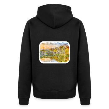 Florence Italie Aquarelle Croquis Dessiné Peinture - Veste à capuche bio Premium Unisexe - noir - Dos - Nico (187cm)
