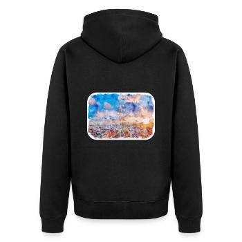 Berlin Allemagne Aquarelle Esquisse Dessinée Peinture - Veste à capuche bio Premium Unisexe - noir - Dos - Nico (187cm)