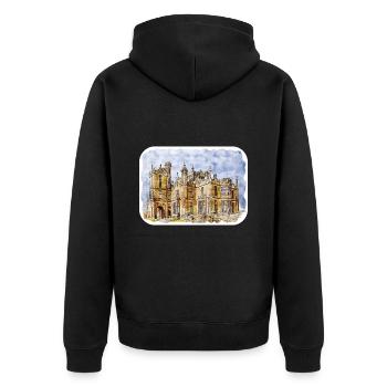 England UK Watercolor Sketch Drawn Illustration - Unisex Premium Organic Zip Hoodie - black - Back - Nico (187cm)