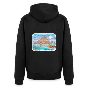 Australie croquis aquarelle peinture dessinée à la main - Veste à capuche bio Premium Unisexe - noir - Dos - Nico (187cm)