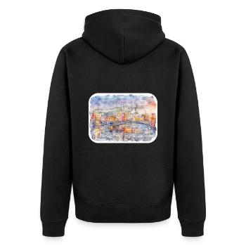 Moscou Russie Aquarelle Esquisse Dessinée Peinture - Veste à capuche bio Premium Unisexe - noir - Dos - Nico (187cm)