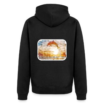 floride, usa, aquarelle, croquis, peinture, illustratio - Veste à capuche bio Premium Unisexe - noir - Dos - Nico (187cm)