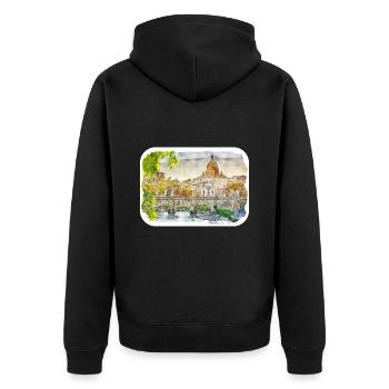 Rom Italien Aquarell Skizze Handgezeichnetes Gemälde - Unisex Premium Bio Zip Hoodie - Schwarz - Hinten - Nico (187cm)
