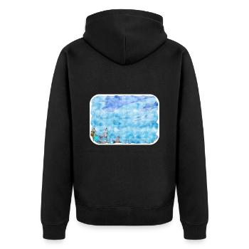Moscou Russie Aquarelle Esquisse Dessinée Peinture - Veste à capuche bio Premium Unisexe - noir - Dos - Nico (187cm)