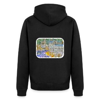 Madrid Espagne Aquarelle Esquisse Peinture Dessin - Veste à capuche bio Premium Unisexe - noir - Dos - Nico (187cm)