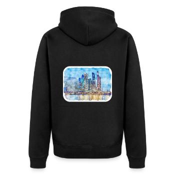 Moscou Russie Aquarelle Esquisse Dessinée Peinture - Veste à capuche bio Premium Unisexe - noir - Dos - Nico (187cm)