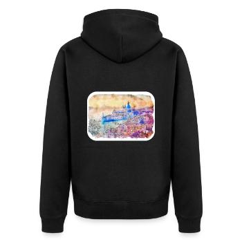 Venise Italie Aquarelle Esquisse Illustration - Veste à capuche bio Premium Unisexe - noir - Dos - Nico (187cm)