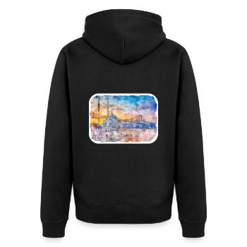 Dinde Aquarelle Esquisse Dessinée à la main Illustration - Veste à capuche bio Premium Unisexe - noir - Dos - Nico (187cm)