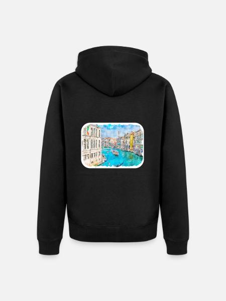 Venedig Italien Aquarellskizze - Unisex Premium Bio Zip Hoodie - Schwarz