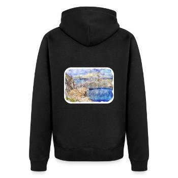 Norvège Aquarelle Esquisse Dessinée à la main Illustration - Veste à capuche bio Premium Unisexe - noir - Dos - Nico (187cm)