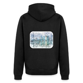 Esquisse d’aquarelle de Chine Illustration dessinée à la main - Veste à capuche bio Premium Unisexe - noir - Dos - Nico (187cm)