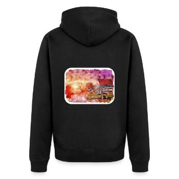 Pays-Bas Aquarelle Esquisse Dessinée Illustration - Veste à capuche bio Premium Unisexe - noir - Dos - Nico (187cm)