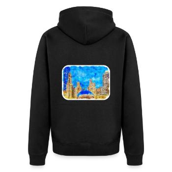 Chicago USA Aquarell Skizze gezeichnete Illustration - Unisex Premium Bio Zip Hoodie - Schwarz - Hinten - Nico (187cm)