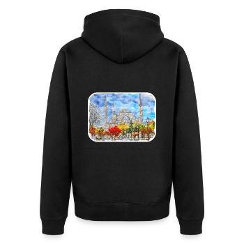 Dinde Aquarelle Esquisse Dessinée à la main Illustration - Veste à capuche bio Premium Unisexe - noir - Dos - Nico (187cm)