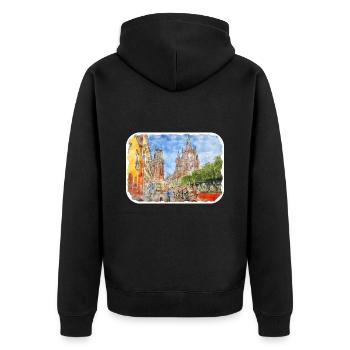 San Miguel De Allende Mexique Aquarelle Esquisse Dra - Veste à capuche bio Premium Unisexe - noir - Dos - Nico (187cm)