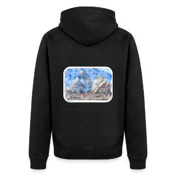 Australie Aquarelle Esquisse Dessinée à la Main Peinture - Veste à capuche bio Premium Unisexe - noir - Dos - Nico (187cm)