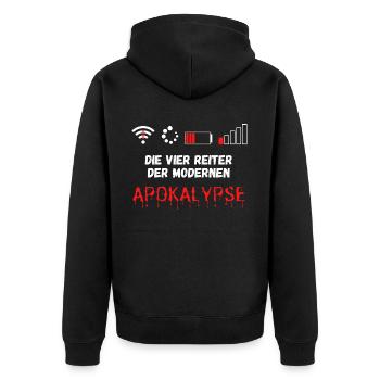 Die vier Reiter der modernen Apokalypse Lustig - Unisex Premium Bio Zip Hoodie - Schwarz - Hinten - Nico (187cm)