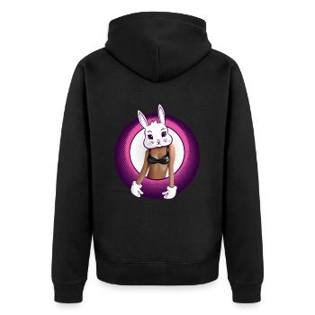 Häschen im Bikini - Unisex Premium Bio Zip Hoodie - Schwarz - Hinten - Nico (187cm)
