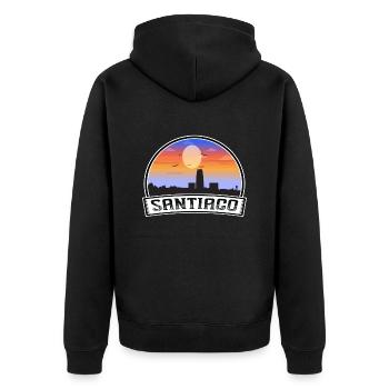 Santiago Chile Skyline Vintage Sunset Travel Souve - Unisex Premium Bio Zip Hoodie - Schwarz - Hinten - Nico (187cm)