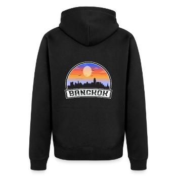 Bangkok Thaïlande Skyline Vintage Sunset Travel Sou - Veste à capuche bio Premium Unisexe - noir - Dos - Nico (187cm)