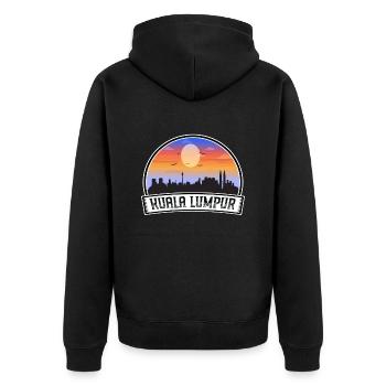 Kuala Lumpur Malaysia Skyline Vintage Sunset Trave - Unisex Premium Bio Zip Hoodie - Schwarz - Hinten - Nico (187cm)