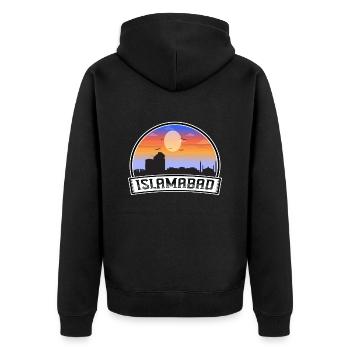 Islamabad Pakistan Skyline Vintage Sunset Travel S - Unisex Premium Organic Zip Hoodie - black - Back - Nico (187cm)