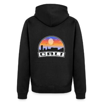 Cali Colombia Skyline Vintage Sunset Travel Souven - Unisex Premium Organic Zip Hoodie - black - Back - Nico (187cm)
