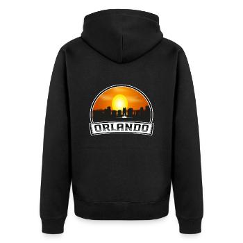 Orlando Florida USA Skyline Vintage Sonnenuntergang Reisen - Unisex Premium Bio Zip Hoodie - Schwarz - Hinten - Nico (187cm)