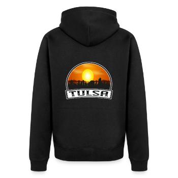 Tulsa Oklahoma Usa Skyline Vintage Sunset Travel S - Unisex Premium Organic Zip Hoodie - black - Back - Nico (187cm)
