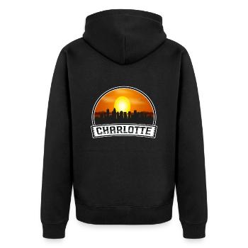 Charlotte North Carolina Usa Skyline Vintage Sunse - Unisex Premium Organic Zip Hoodie - black - Back - Nico (187cm)
