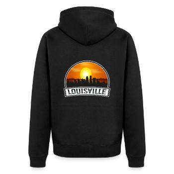 Louisville Kentucky Usa Skyline Vintage Sunset Tra - Unisex Premium Bio Zip Hoodie - Schwarz - Hinten - Nico (187cm)
