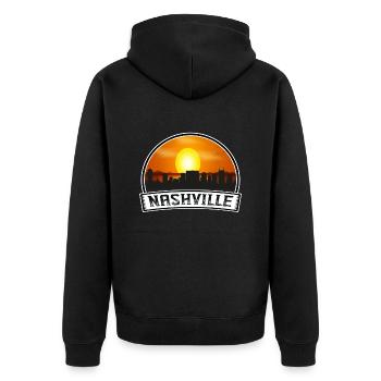 Nashville Tennessee Usa Skyline Vintage Sunset Tra - Unisex Premium Bio Zip Hoodie - Schwarz - Hinten - Nico (187cm)