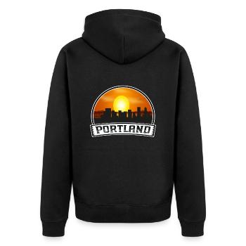 Portland Oregon États-Unis Skyline Vintage Sunset Travel - Veste à capuche bio Premium Unisexe - noir - Dos - Nico (187cm)