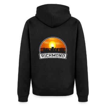 Richmond Virginia Usa Skyline Vintage Sunset Trave - Unisex Premium Bio Zip Hoodie - Schwarz - Hinten - Nico (187cm)