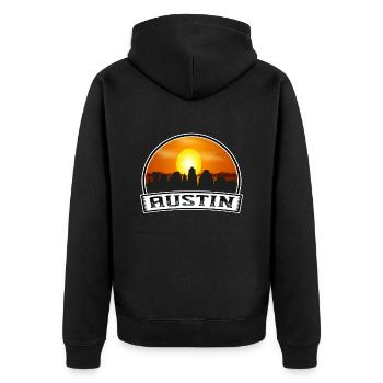 Austin Texas États-Unis Skyline Vintage Sunset Travel Sou - Veste à capuche bio Premium Unisexe - noir - Dos - Nico (187cm)