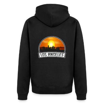 Los Angeles California Usa Skyline Vintage Sunset - Unisex Premium Organic Zip Hoodie - black - Back - Nico (187cm)
