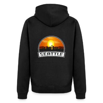 Seattle Washington États-Unis Skyline Vintage Sunset - Veste à capuche bio Premium Unisexe - noir - Dos - Nico (187cm)